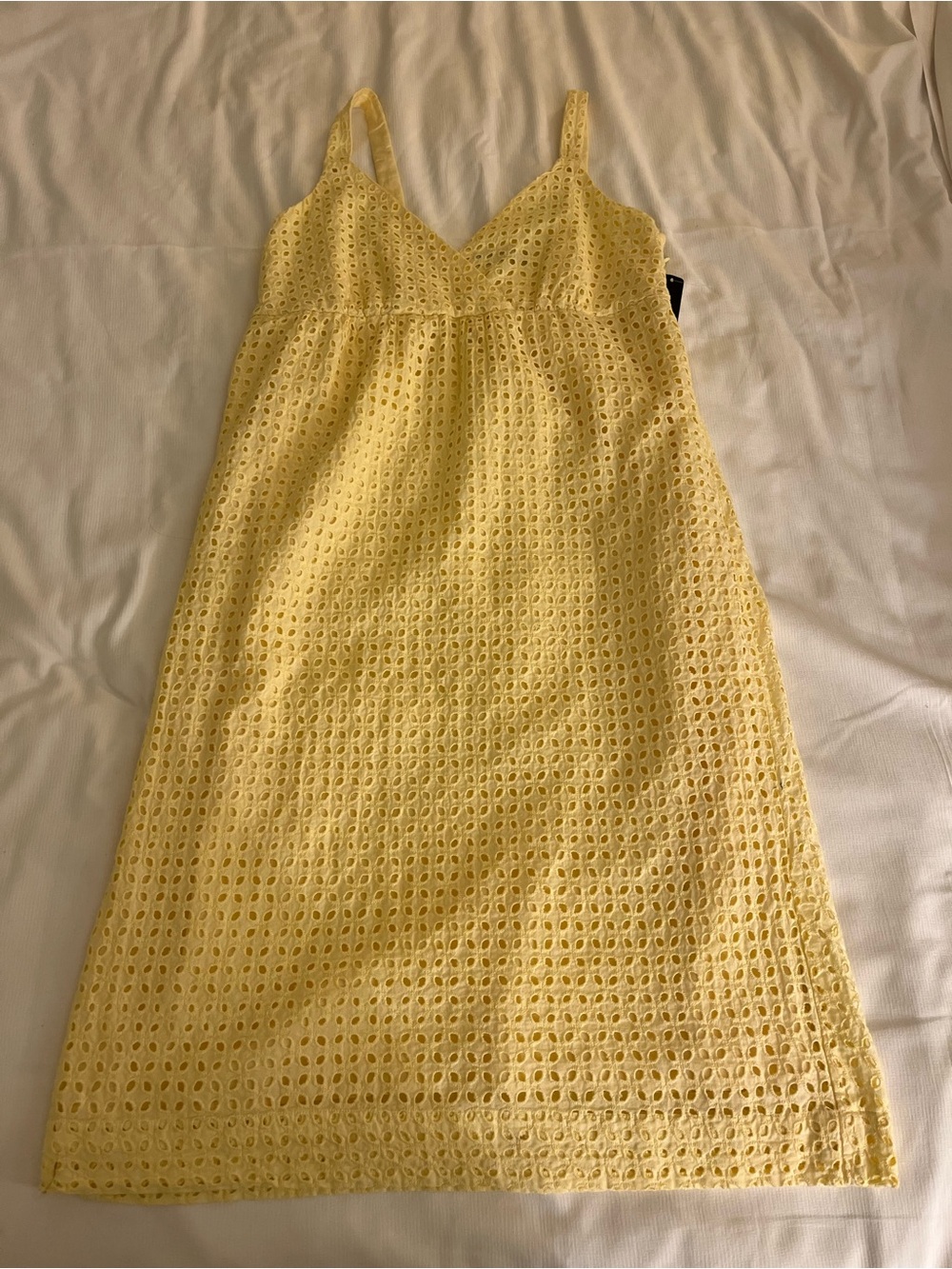 Butter Yellow Eyelet Babydoll Sundress Cottagecore Coquette Midi Dress a.n.a 6